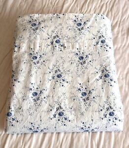 New ListingRalph Lauren Full Double Flat Sheet Blue White Floral Daisy Ditsy Floral Cotton