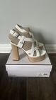 GUESS Jolley Strappy Blonde Wooden Platform Heels women's shoes size 6.5