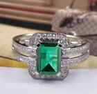 2.40 Ct Natural Zambian Emerald IGI Certified Diamond Ring In 14KT White Gold