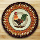 ROOSTER BRAIDED HAND PRINTED JUTE CHAIR PADS SETS With TIES--15.5
