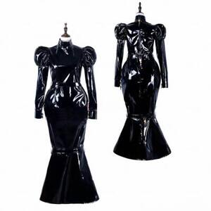 Girl Sissy Maid PVC Lockable long Dress cosplay costume Tailored