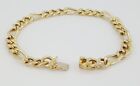 14K Yellow Gold Lightweight ITALY Classic Figaro Link Chain Bracelet 8