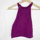 Forever 21 Purple Ribbed High Neck Cropped Tank Top Women's Size Small S