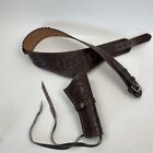 Western Holster with Belt, Brown leather, Colt type pistol 357 Mag/9mm S 32-42