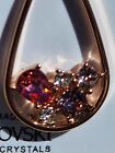 Swarovski Tear Drop Dangle Earrings Pink Purple Gold Clear Crystals Gold Plated