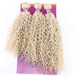 Blonde Afro Kinky Curly Hair Weave Extensions High Temperature Synthetic #613