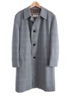 Aquascutum Mens Trench Coat Glen Check Wool Fully-Lined 70s Vintage Grey Sz 42 R