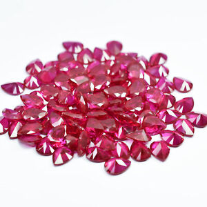 7x5 MM 50 Pcs Ruby Pear Cut Loose Gemstone Lot Certified Making Jewelry Gemstone