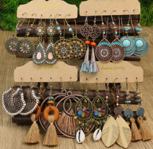 Wholesale Jewelry Lot of 12 Earrings Drop Dangle Hook Lightweight Bohemian BOHO