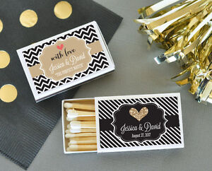 50 Personalized Wedding Theme Match Boxes Bridal Shower Wedding Favors