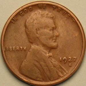 1927 S - Lincoln Wheat Penny - G/VG