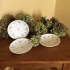 Antique Soft Paste Porcelain Sprig Ware (3) Matched Sipping Saucers Handpainted