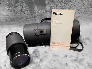 VIVITAR 80-200mm 1:4.5 MC ZOOM LENS -Minolta MD Camera Mount  w/ Manual
