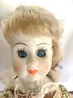Vintage  Creepy large  18” Porcelain Head Girl Doll Open Close Blue  Eyes