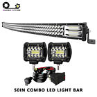 Offroad 50inch LED Work Light Bar Curved Flood Spot Combo Truck Roof Driving