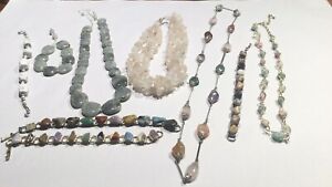 Lot of 9 Vintage Stone Style Mixed Jewelry Necklace & Bracelets