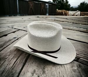 VTG White Hard Woven Cowboy Hat Size 58 US 7 1/4 Calgary Stampede Western Rodeo