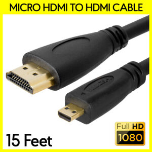 15FT Micro HDMI Male to HDMI Male Cable Adapter for Camcorder Camera Cell Phone