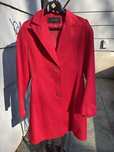 TAHARI red trench coat, cinched silhouette, women’s Small