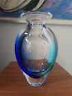 Vincenzo Nason  Murano Glass Vase Modernist Sommerso Layers of blue green SIGNED