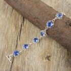 Natural Tanzanite Gemstone Chain Bracelet 925 Sterling Silver Jewelry For Girls