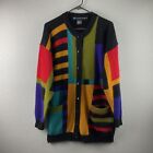 Vtg 90's IB Diffusion Lambswool Angora Cardigan Sweater Bright Color Block Sz M