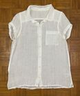 CP Shades Collared Button Down 100% linen Blouse Top Ivory Size XS