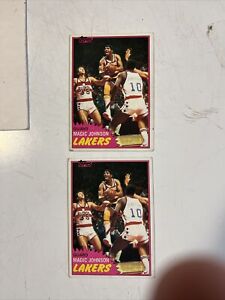 1981-82 Topps  Magic Johnson 2nd Year HOF LA Lakers #21 Lot Of 2