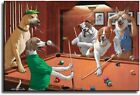 Animals Dogs Playing Pool Poster Decorative Painting Canvas Wall Art Living Room