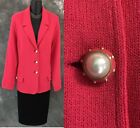 BEAUTIFUL St John collection jacket knit pink pearl suit blazer size 16