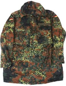 German Bundeswehr Flecktarn Camo Military Parka Jacket with Hood Camouflage