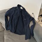 New Abercrombie & Fitch Navy Button Front Flannel Long Sleeve Men Shirt XXL