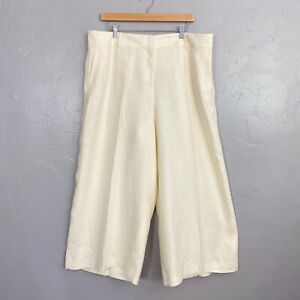 Lafayette 148 Wide Leg Pants Women Size 16 Linen Ivory Dress Trousers Flaw