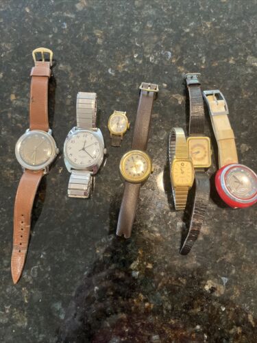 Collection Lot of Vintage + Modern Mens + Womens Wristwatches.  7 Timex Untested