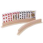 Exqline Wood Curved Playing Card Holder Racks Tray Set of 4 for Kids Seniors ...