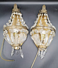 PAIR OF  FRENCH BRONZE  WALL LAMPS SCONCES  with PRISMS empire style n°2