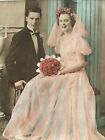 Tinted Photo Wedding Prom Girl On Guys Lap Bouquet Pink Dress 8x10” Couple Lover