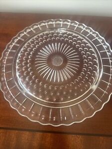 Vintage Glass Footed Bubble Hobnail Patterned Cake Plate Stand 11.25inch