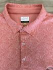 Greg Norman Play Dry Mens 2XL Coral All Over Print Short Sleeve Golf Polo Shirt