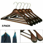 5pcs High-Grade Wide Shoulder Wooden Coat Hangers Smooth Solid Wood Suit Hanger