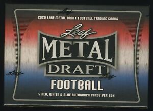 2020 Leaf Metal Draft Football Sealed RED WHITE & BLUE BOX (5 Autos per box!)