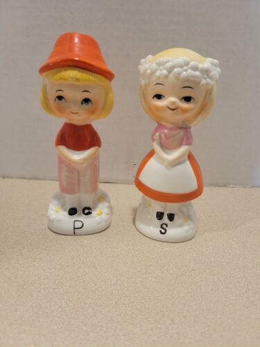 Vintage Kitschy Boy And Girl Salt And Pepper Shakers