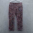 Chicos Womens Juliet Paisley Print Ankle Pants 2 Size 12 Brown Blue Ponte Knit