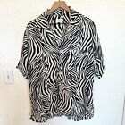 Brioni Men's Large Made in Italy Button Down Animal Print Zebra Vacation Casual