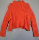 Aerie Cropped Mock Neck Knitted Sweater Women's Size Medium Wool