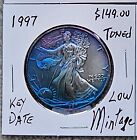 1997 American Silver Eagle Rainbow Monster Toned BU 1 Oz $1 Dollar Uncirculated