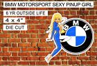 Vintage BMW MOTORSPORT SEXY PINUP GIRL Laminated Vinyl Decal 