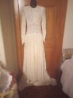 Vintage 1940's LOVELY All lace WEDDING GOWN, Hollywood Glam, Boat, Rd, Neckline