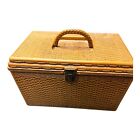 Vintage Sewing Box + Supplies Wilson Wil-Hold Basket Design Thread Needles Lot