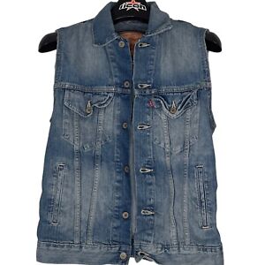 Levi's Strauss Women's Denim Jean Trucker Vest Jacket Crop Blue  Size Small